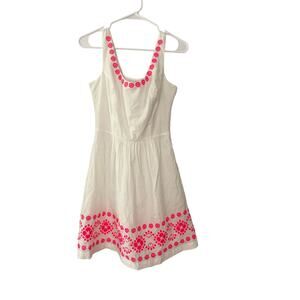 Vineyard Vines Floral Embroidered Sundress White Pink Size 4 New with Tags